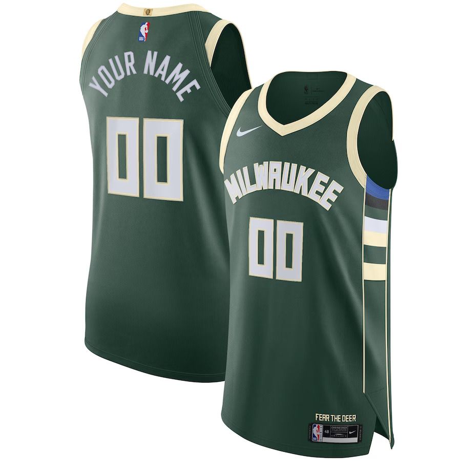 Men Milwaukee Bucks Nike Green Authentic Custom NBA Jersey->customized nba jersey->Custom Jersey